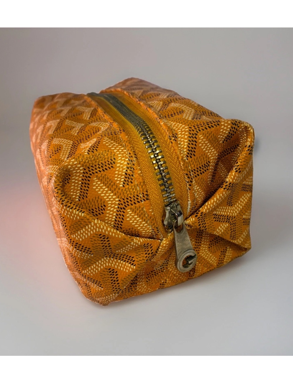 Vintage Goyard Boeing 25 Toiletry Travel Zip Pouch Yellow Monogram Coated Canvas - Picture 2 of 5
